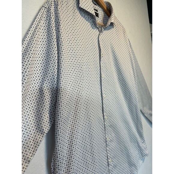Neiman Marcus Mens Large Blue White Trim Fit Button Up Shirt 17 34/35 - Picture 3 of 11